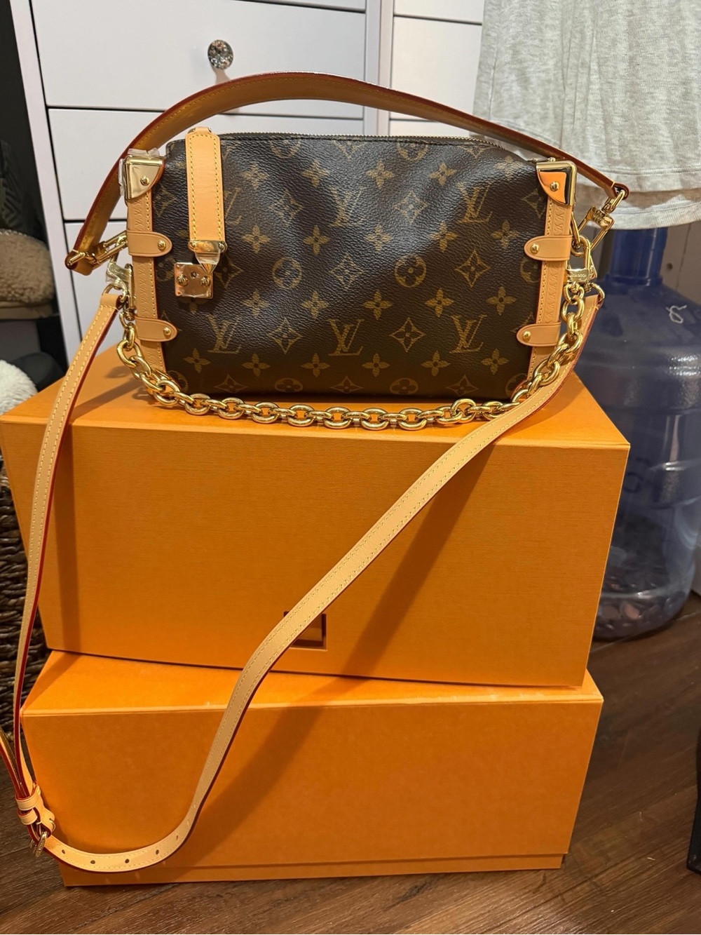 Louis Vuitton Monogram Side Trunk East/West Gold Hardware